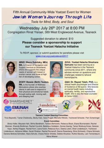 Fifth Annual Community-Wide Yoetzet Halacha Event to Provide Tools for a Healthy Mind, Body and Soul