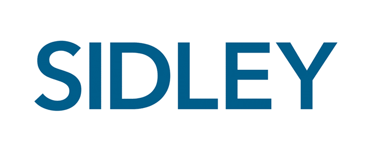 The image shows the word SIDLEY in bold, blue, uppercase letters on a white background.
