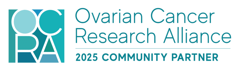 Ovarian Cancer Research Alliance logo with text reading Ovarian Cancer Research Alliance 2025 Community Partner in teal and blue, representing a strong commitment to Ovarian Cancer Support.