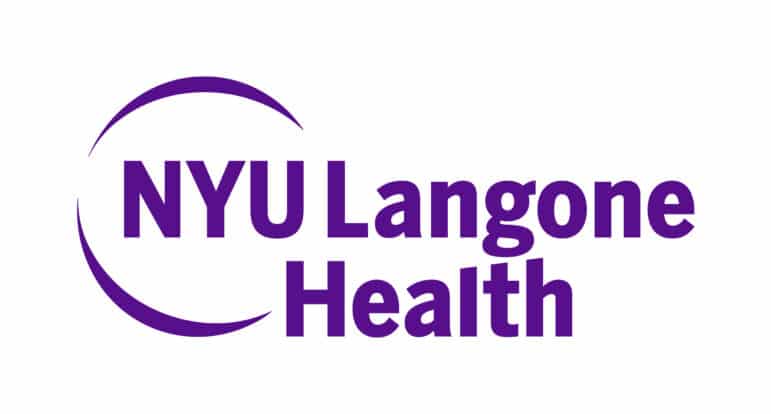 Logo for NYU Langone Health in purple text on a white background.