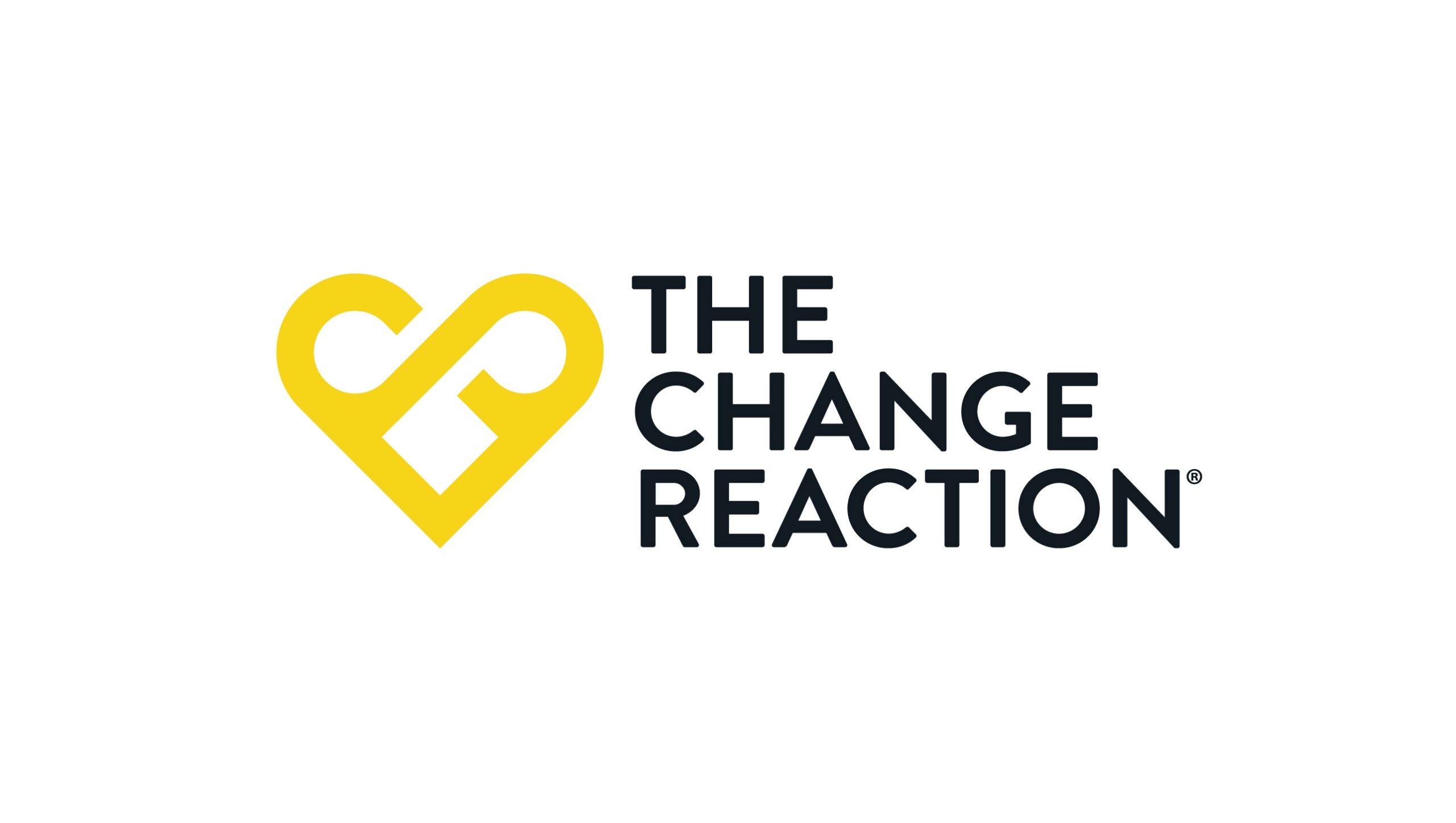 A yellow heart-shaped logo with stylized letters C and R to the left of the text THE CHANGE REACTION in bold black letters on a white background.