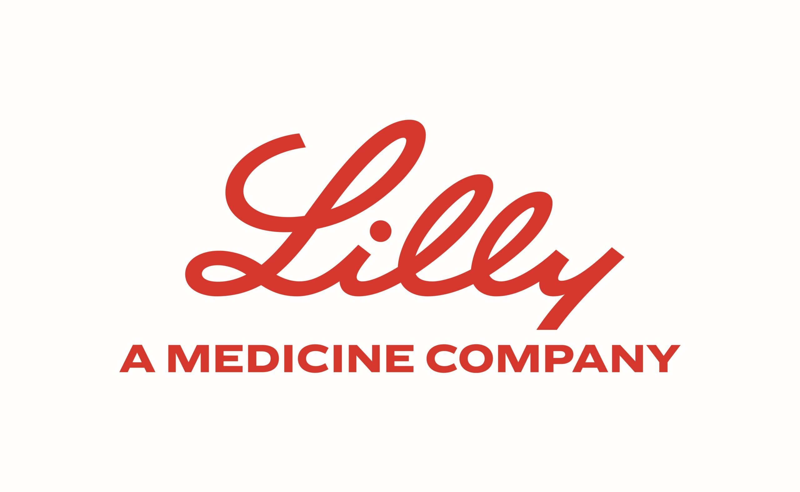 The image shows the word Lilly in red cursive script above the phrase A MEDICINE COMPANY in red capital letters, all on a white background.