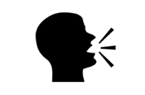 A silhouette of a persons head.