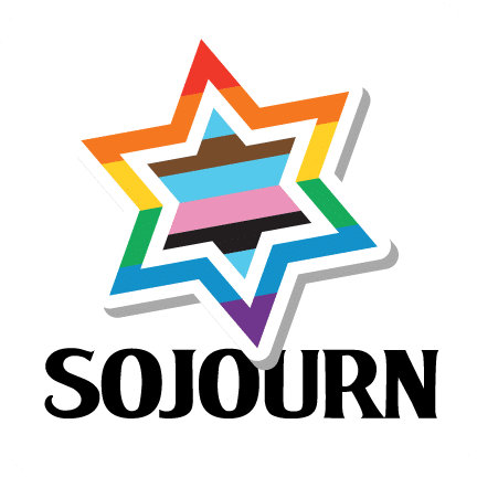 May contain a star-shaped logo with a rainbow and other colors, and the word "SOJOURN" below it.