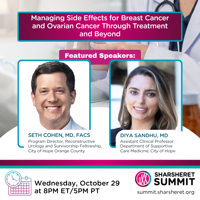 Managing Side Effects for Breast Cancer and Ovarian Cancer Through Treatment and Survivorship May contain two people.