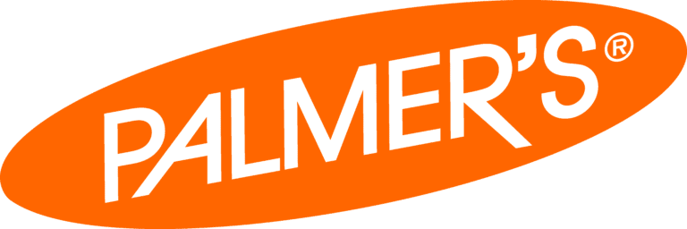 The Palmers logo with white text on an orange oval background, featuring a registered trademark symbol next to the word PALMERS.