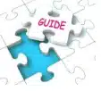 A white puzzle with one missing piece shows the word GUIDE written on the piece ready to be placed in the open blue space.
