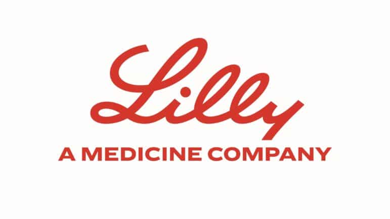 The image shows the word Lilly in red cursive lettering above the phrase A MEDICINE COMPANY in red capital letters, all on a white background.